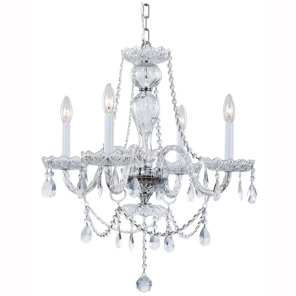 Hampton Bay Lake Point 4 Light Chrome And Clear Crystal Chandelier Hampton Bay Lake Point 4 Light Chrome And Clear Crystal Chandelier