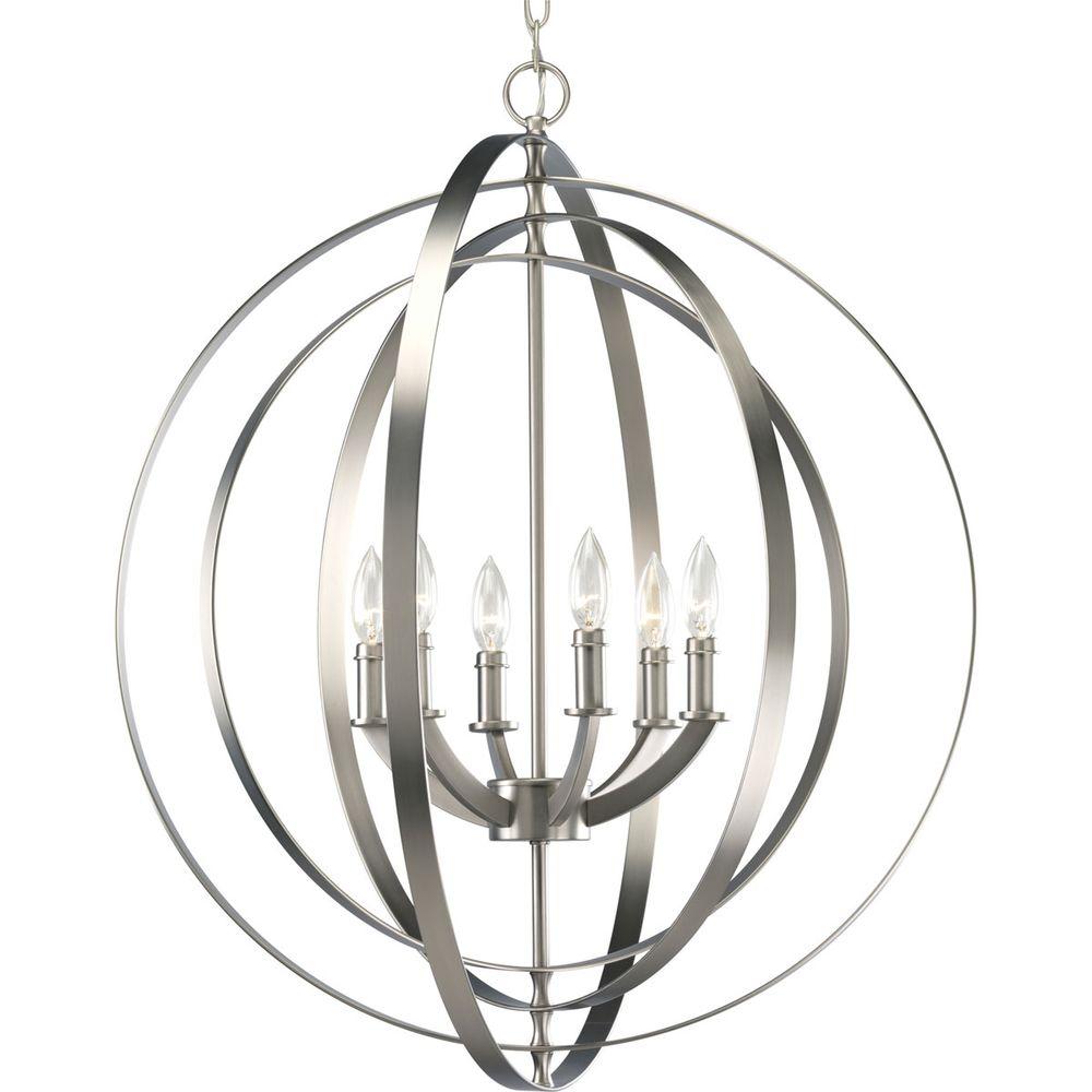 Progress Lighting Equinox 6 Light Burnished Silver Orb Pendant P3889 Progress Lighting Equinox 6 Light Burnished Silver Orb Pendant