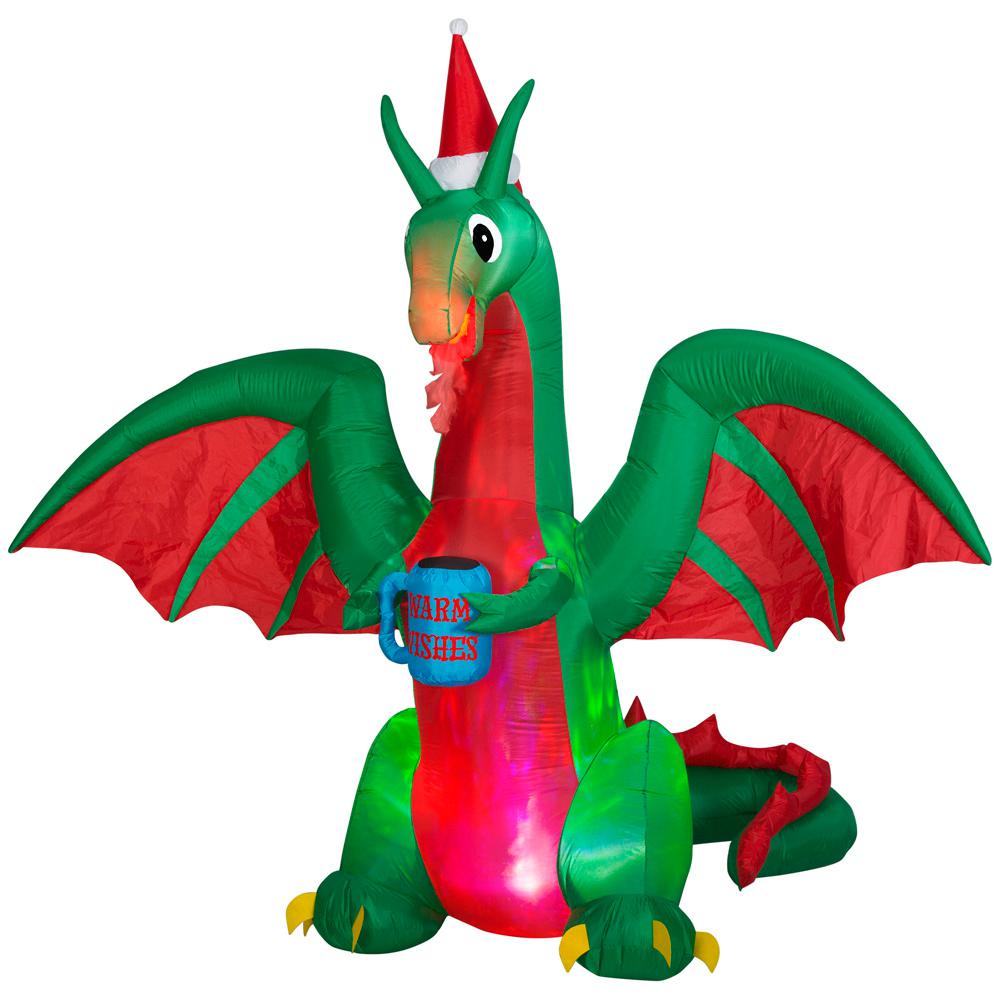 Home Accents Holiday 7 ft. PreLit Inflatable Christmas Dragon with