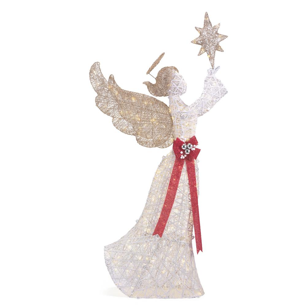 Home Accents Holiday 72 in. Christmas Warm White LED White PVC Angel ...