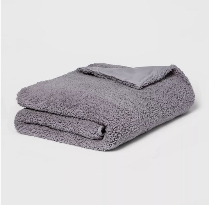 Room Essentials Sherpa Weighted Blanket With Removable Cover 12lb 50