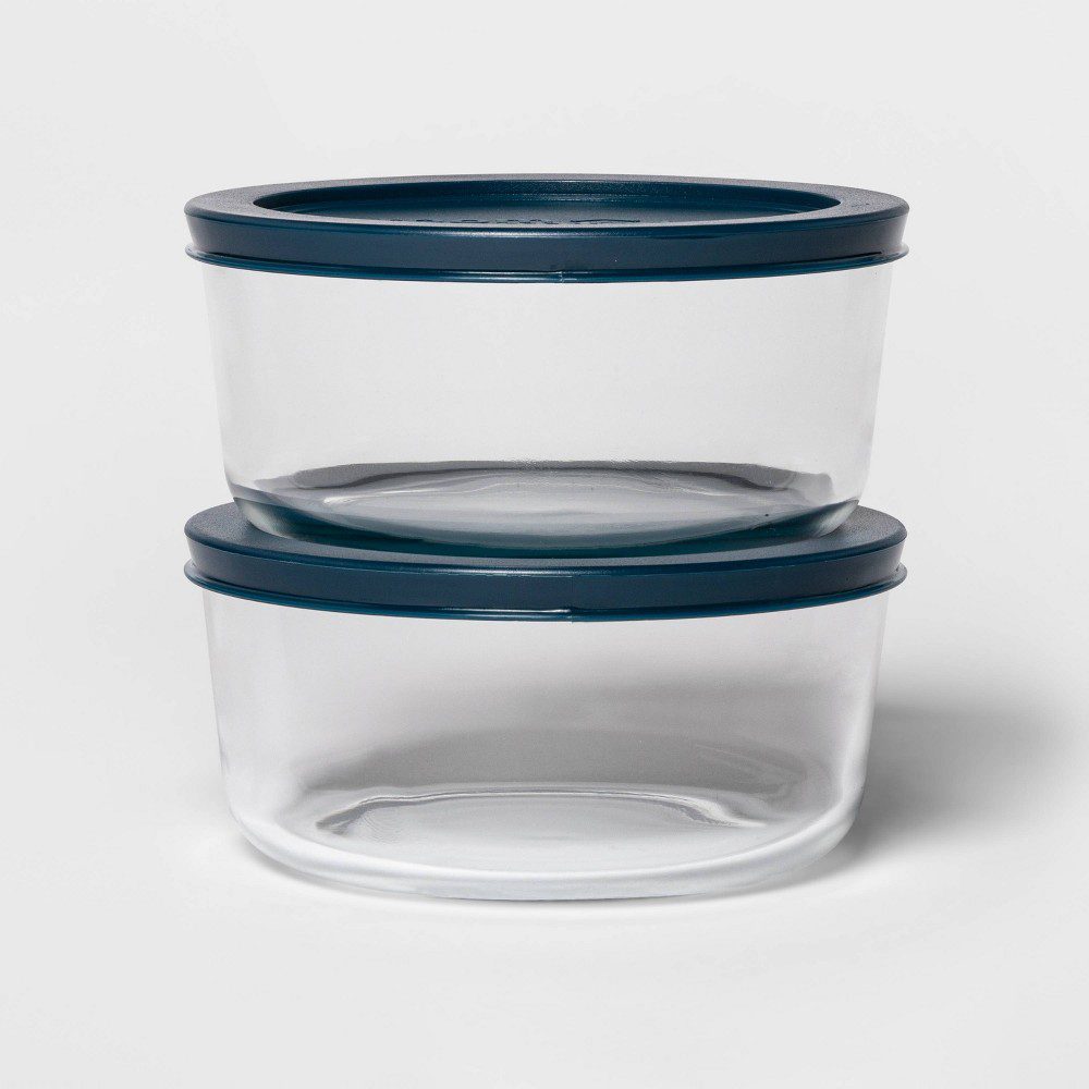 4 Cup 2pk Round Glass Food Storage Container Set - Room Essentials