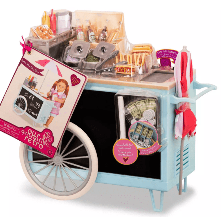 Our Generation Retro Hot Dog Cart 60pc Retro Hot Dog Cart Playset 086