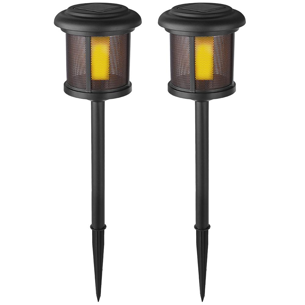 Hampton Bay Solar Black LED Flicker Flame Path Light (2Pack) 91999