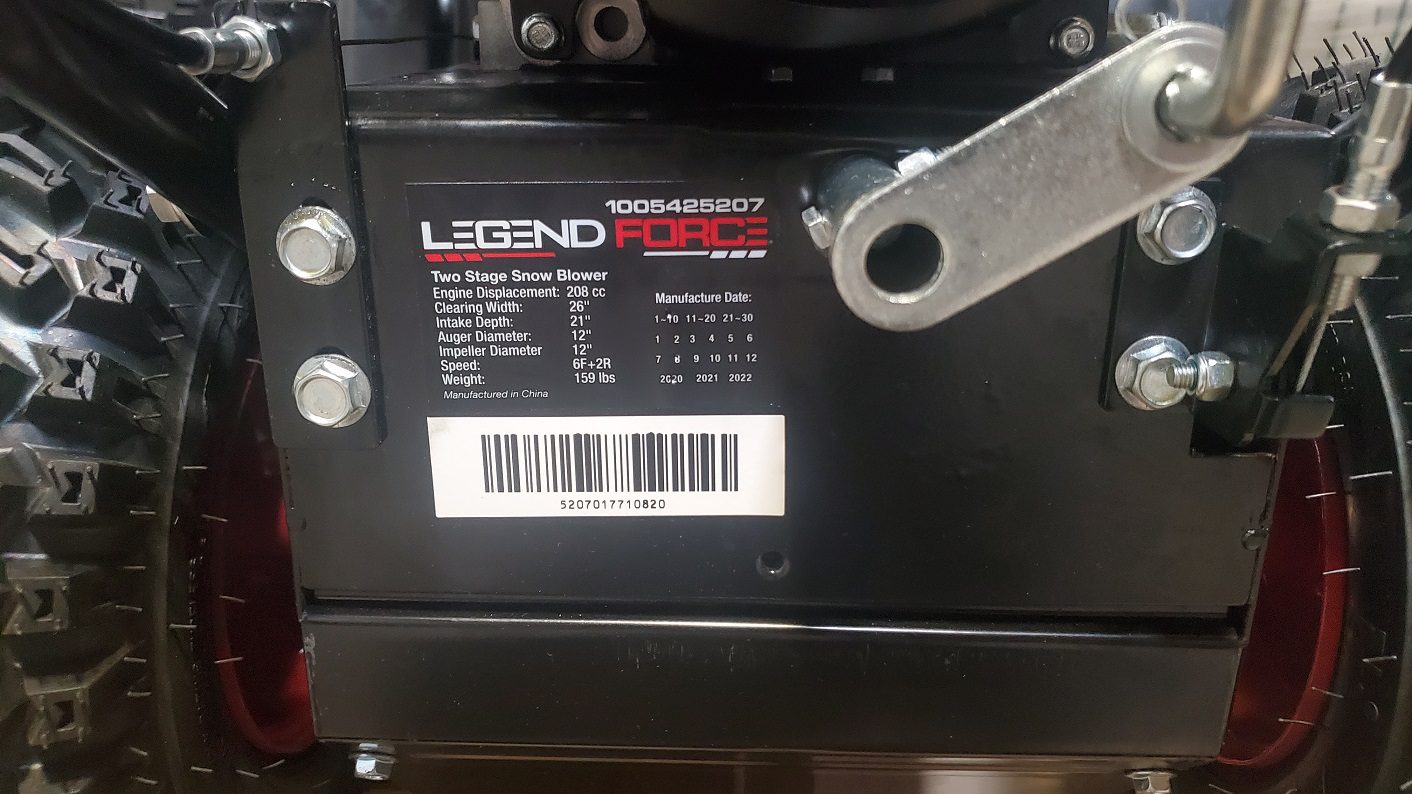 Legend Force 26 in. TwoStage Gas Snow Blower with Electric Start