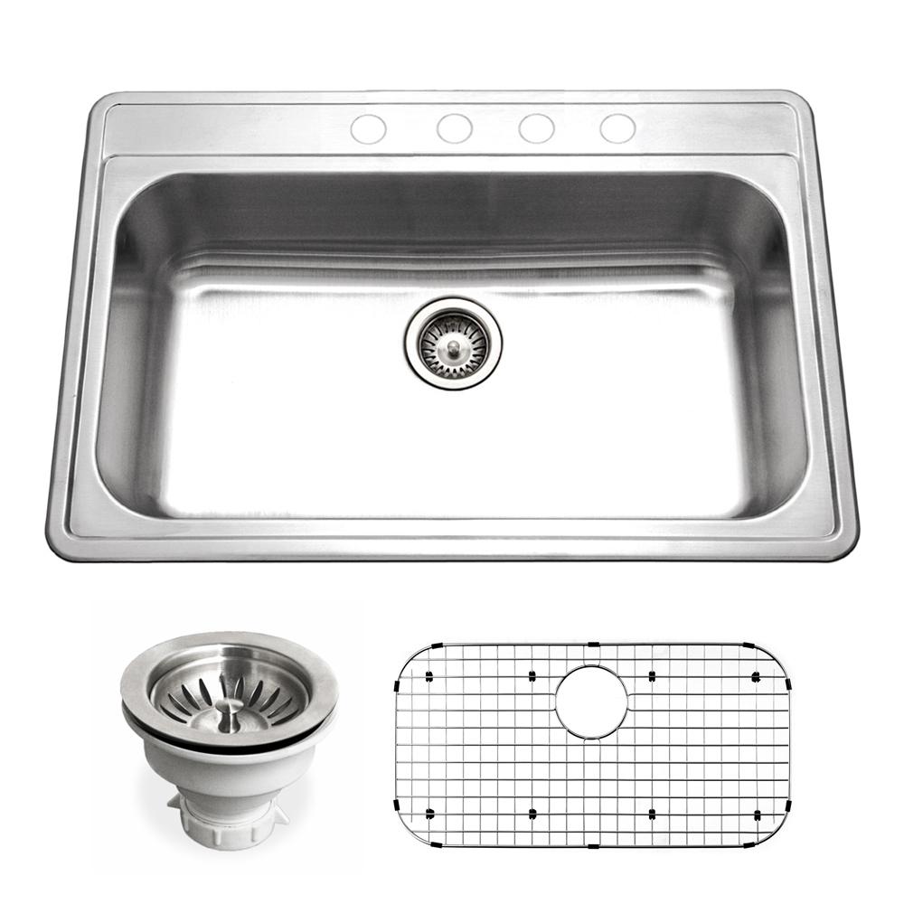Houzer Premiere 33″ Single Basin Drop In 18Gauge Stainless Steel