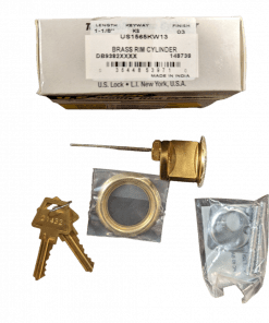 2-PACK US Lock 1-1/8" Rim Cylinder Solid Brass KS Keyway Brass US1565KW13