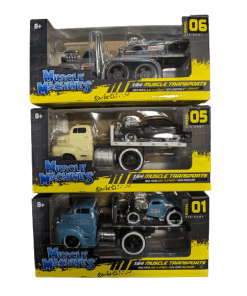 3-PACK Muscle Machines 1:64 Muscle Transports Flatbeds with Hotrods