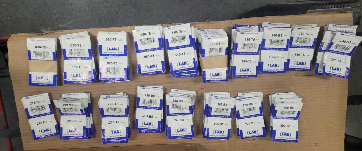Lab Corbin Pin Chart Mixed Lot - 104 Packs of LAB Universal Replacement Pins in Various ...