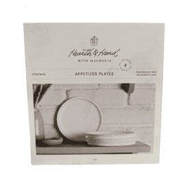Hearth & Hand with Magnolia 4pk Rim Stoneware Appetizer Plate Set Matte Sour Cream