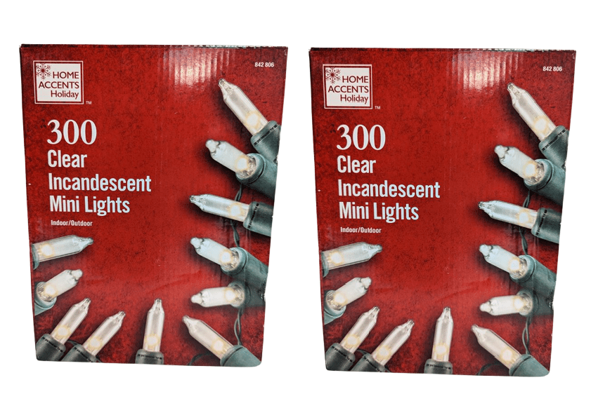 2 PACK Home Accents Holiday 300L Clear Incandescent Mini Lights Garland Home Center