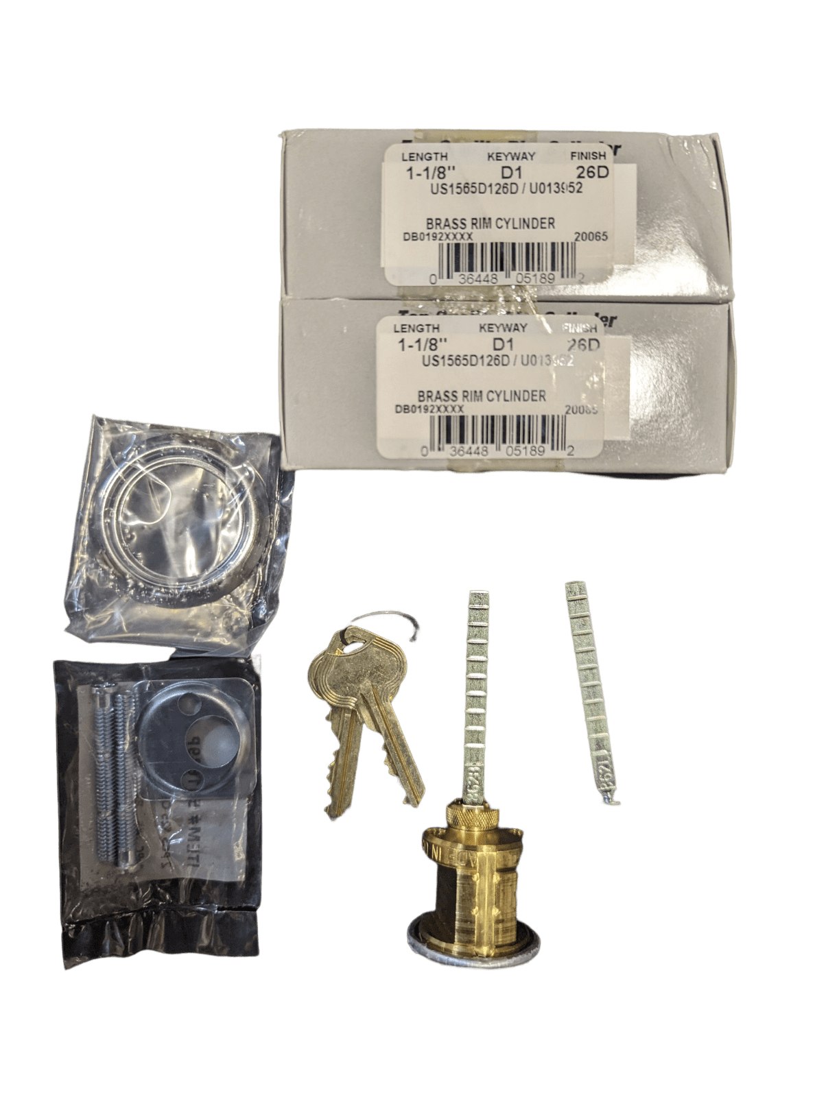 2PACK US Lock 11/8″ Cylinder Solid Brass D1 Keyway Chrome US1565D126D