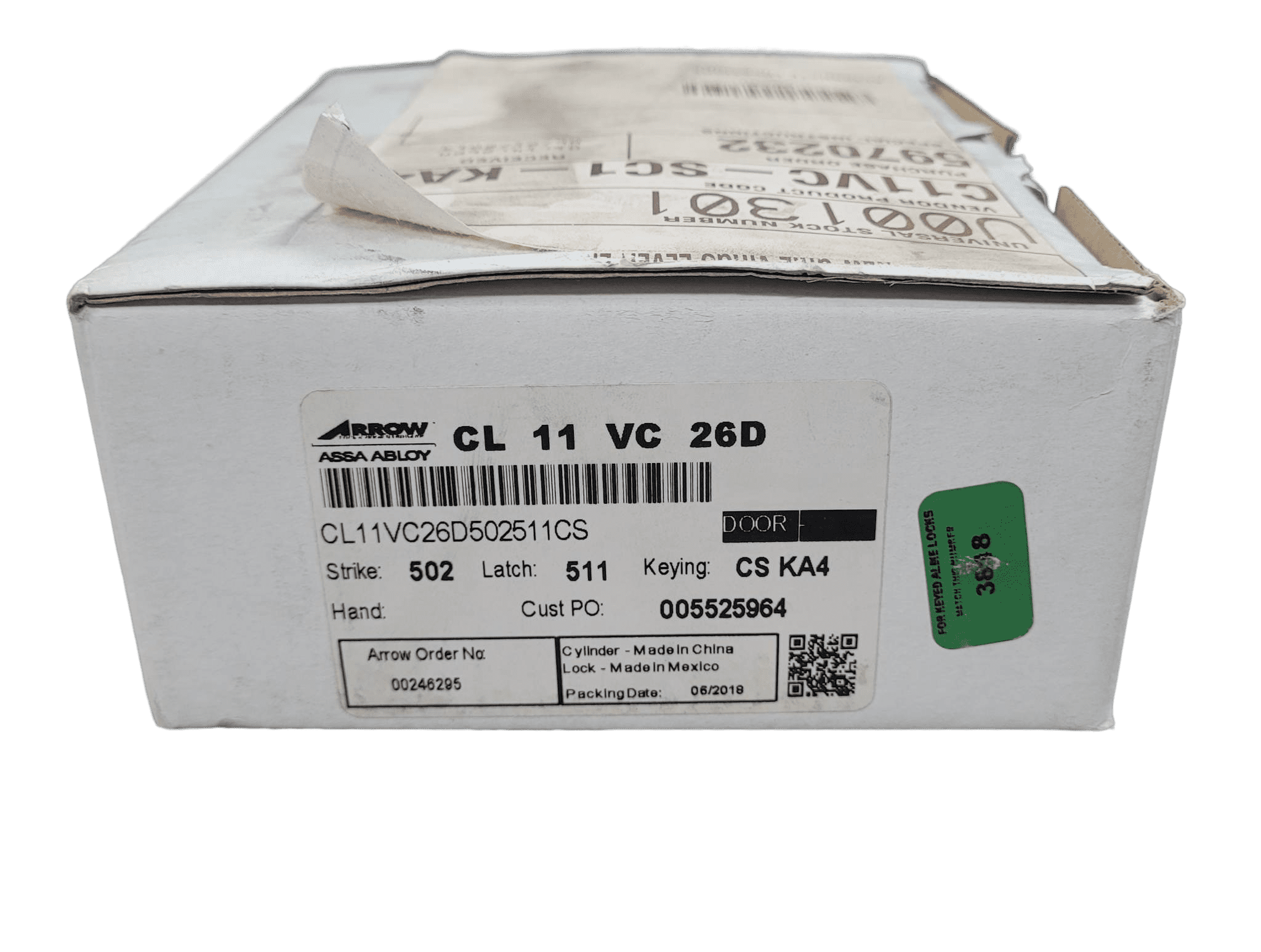 Arrow Lock U001301 CSeries Residential Entry Leverset GRADE2 in Dull