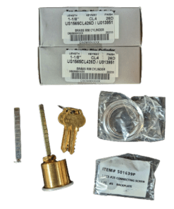 2-PACK US Lock 1-1/8" Brass Rim Cylinder CL4 Keyway US1565CL426D