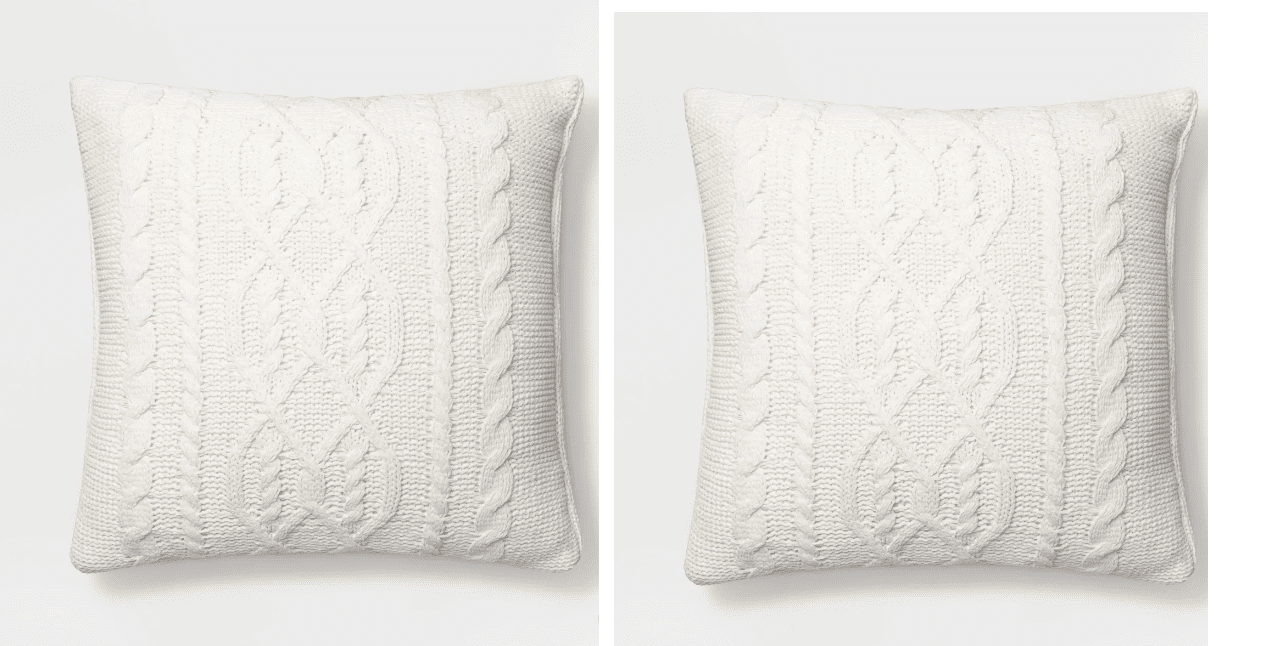 Curated visual reference: Visual Reference: 2 Pack Threshold Oversized Cable Knit Chenille Square Throw Pillow