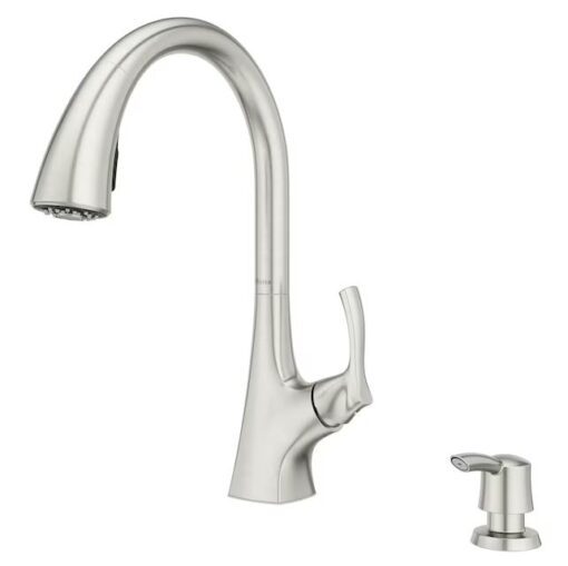 Pfister Masey Pulldown Kitchen Faucet w/ Deck Plate & Soap Dispenser