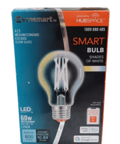 EcoSmart 60w Smart A19 Clear Tunable White CEC LED Light Bulb w/ Voice Control