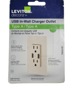 Leviton 3.6A Dual Type-A USB Charger w/ 15-Amp Outlet in Light Almond