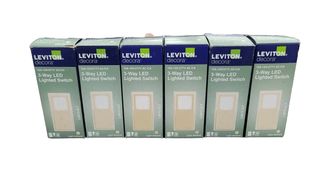 6-PACK Leviton 15A 120-V/277-V LED Illuminated 3-Way Switch in Light