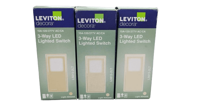 3-PACK Leviton 15A 120-V/277-V LED Illuminated 3-Way Switch in Light