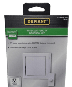 Wireless Plug-In Doorbell Kit with Wireless Push Button in White - 18000015