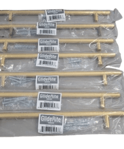 7-Pack GlideRite 9 in. Center Solid Modern Cabinet Bar Pull Satin Gold