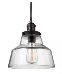 Generation Lighting Baskin 10 in. W 1-Light Painted Aged Brass/Dark Pendant