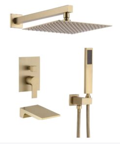 Cerypsa 12" Wall Mount Faucet w/ Rainfall Shower Head and Hand Shower