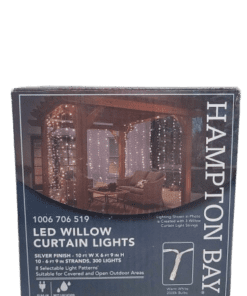 Hampton Bay 300-Light 10 ft. Plug-In LED Mini Bulb Willow Curtain String Lights