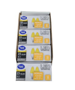 8-PACK Great Value LED Bulbs 3W B11 E12 Candelabra Bulbs in Yellow