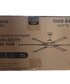 Commercial Electric 6 ft. Indoor/Outdoor Matte Black Ceiling Fan with Wall Control