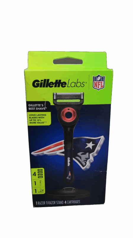 Gillette Patriots Razor Gillette Labs Mens NFL Patriots Razor with 4 Refills + Stand