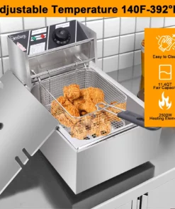 6L 2500W Zimtown Electric Deep Fryer Commercial Tabletop Restaurant Frying Basket