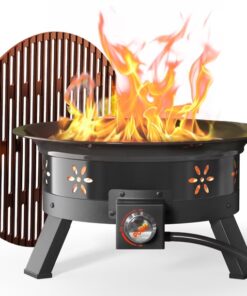 Philergo 19 inch Portable Fire Pits with Grill for Outside
